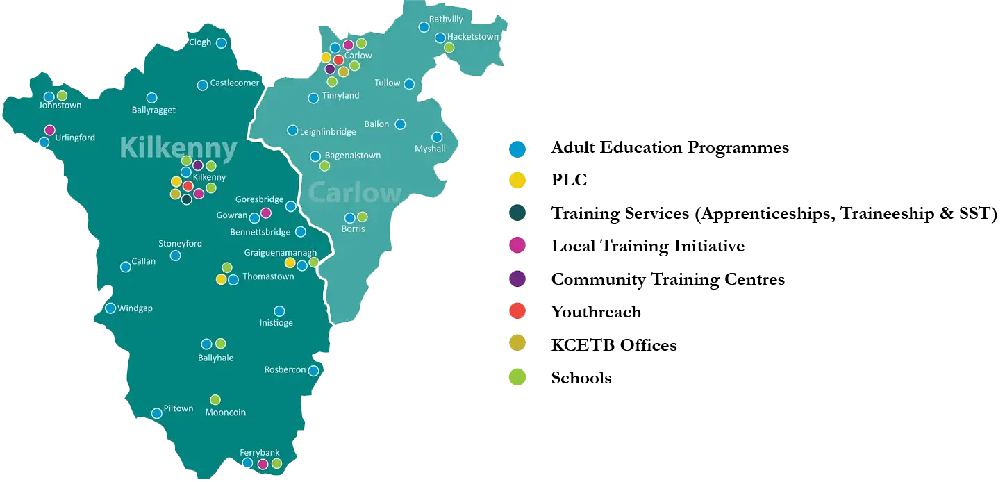 Locations Map Kilkenny and Carlow Education and Training Board (KCETB)