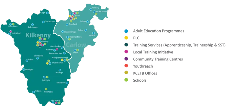 Locations Map Kilkenny and Carlow Education and Training Board (KCETB)