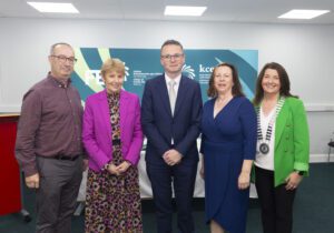 Minister Patrick O'Donovan with John Holohan, Jangate Ltd, Eileen Curtis KCETB CE, Martha Bolger Director of FET KCETB and Cllr Andrea Dalton , chairperson of KCETB