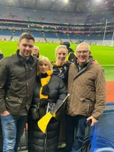 Elaine and family after the win